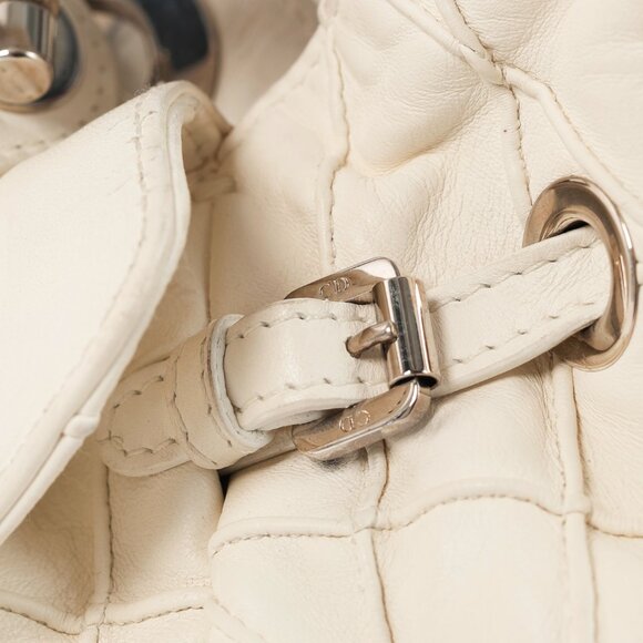 Christian Dior Le Trente White Cannage Leather Ruffle Tote - Picture 10 of 13